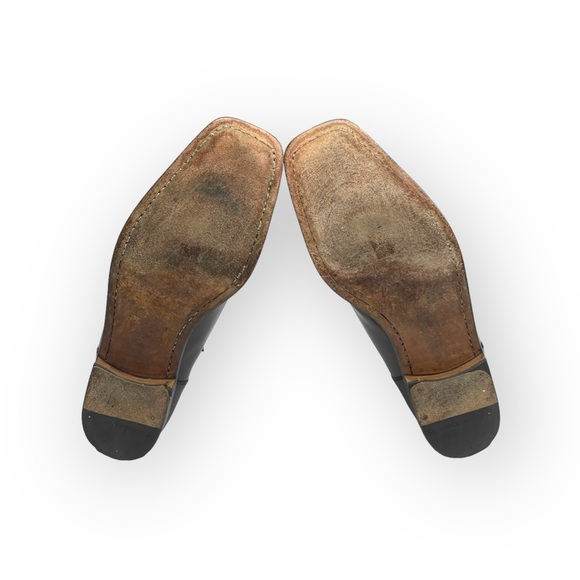 Luxe: Mezlan ♔ Square Toe Stitched Lace Up Dress Shoes ♔ Black Leather ♔ 11.5 ♔ - Picture 11 of 16